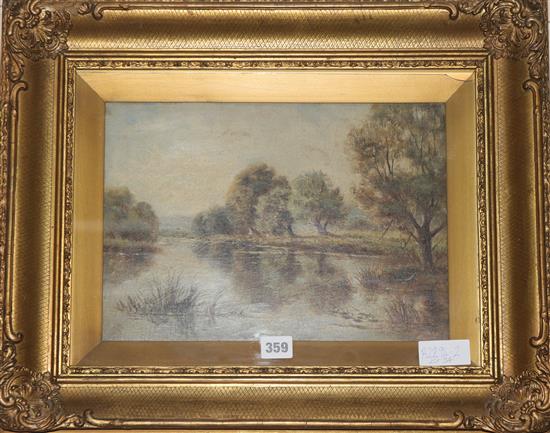 Sidney Yates Johnson, oil, river landscape, 25 x 34cm